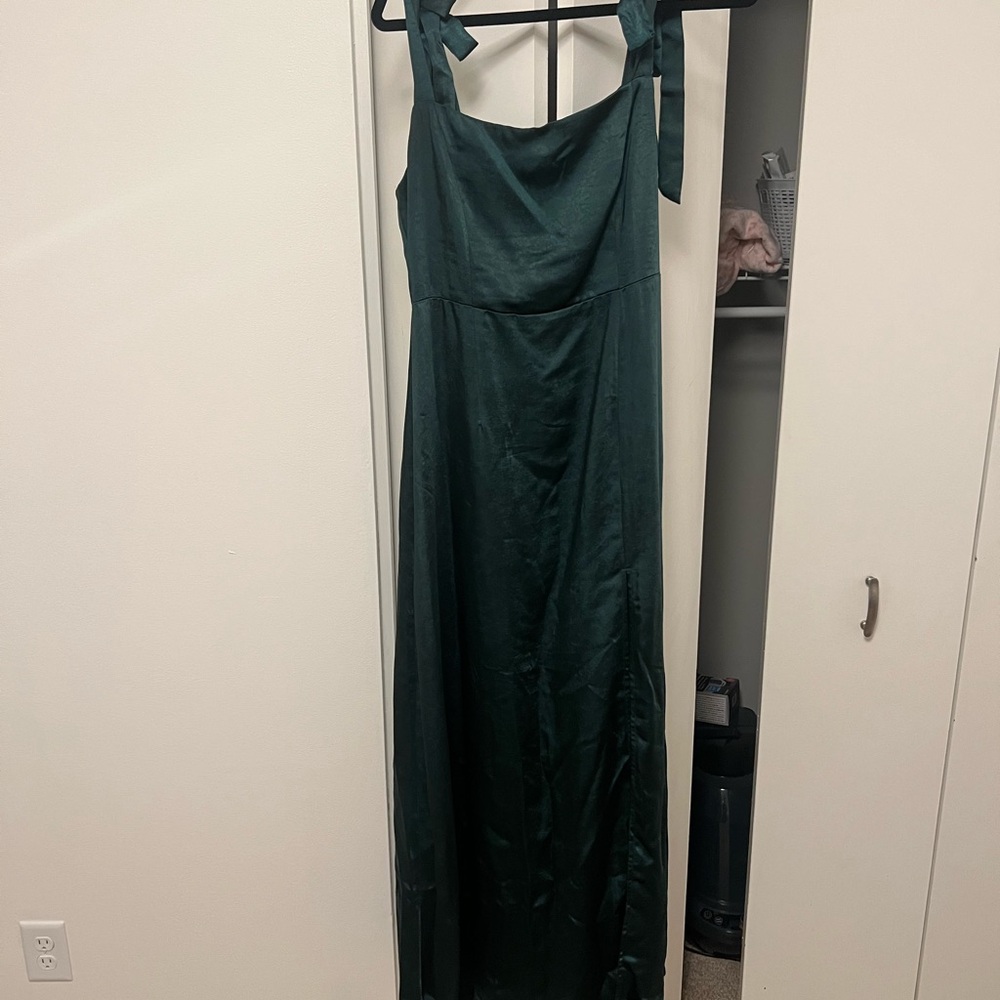 Lulu's Dark Green Maxi Dress with Tie Straps